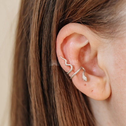 Serpent Cuff • Snake Ear Cuff Earrings • Gold, Silver • BYSDMJEWELS