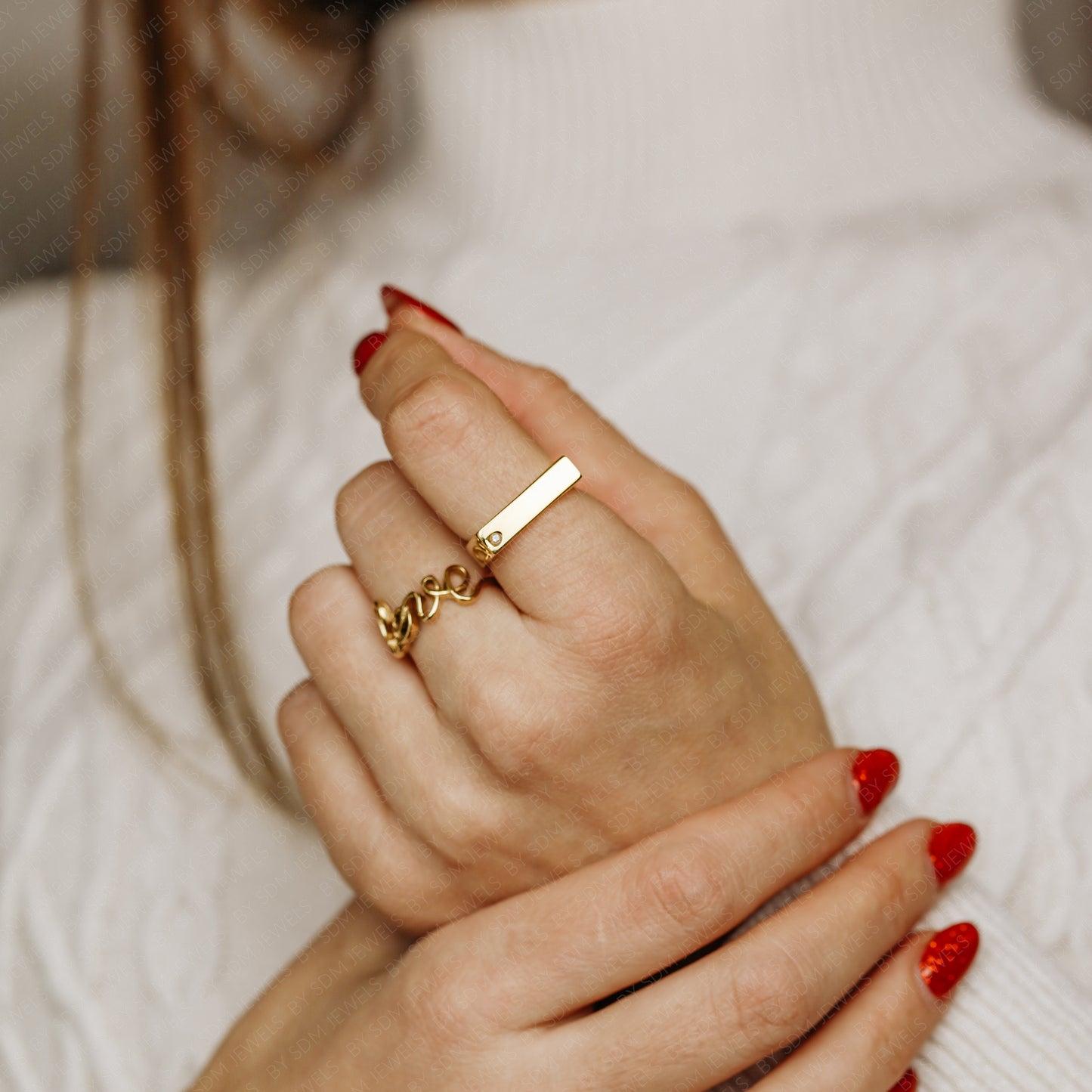 Gold Love Band Ring • Dainty Love Script Ring Women • Minimalist Love Word Ring • Cursive Love Ring • Small Promise Ring Gold • BYSDMJEWELS