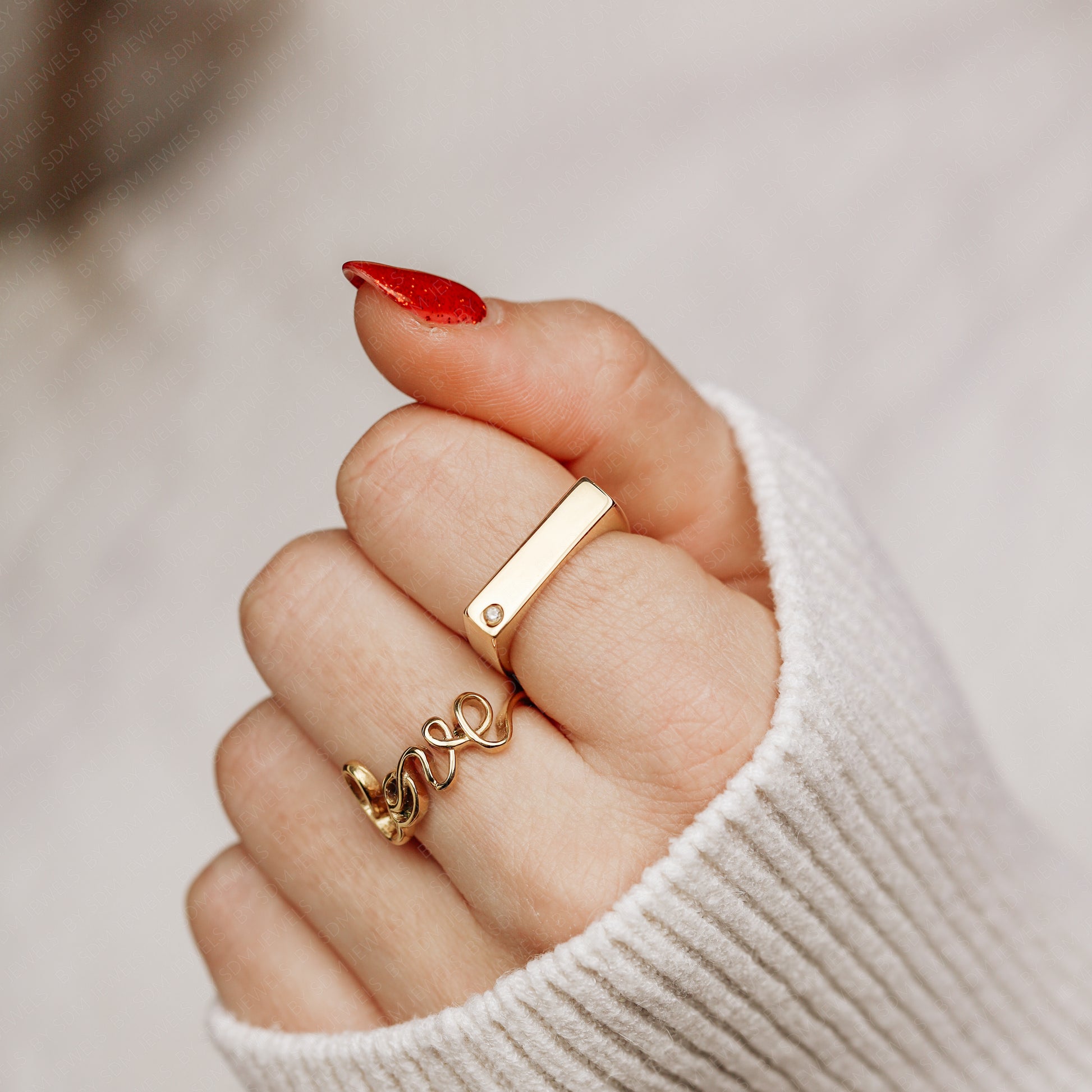 Gold Love Band Ring • Dainty Love Script Ring Women • Minimalist Love Word Ring • Cursive Love Ring • Small Promise Ring Gold • BYSDMJEWELS