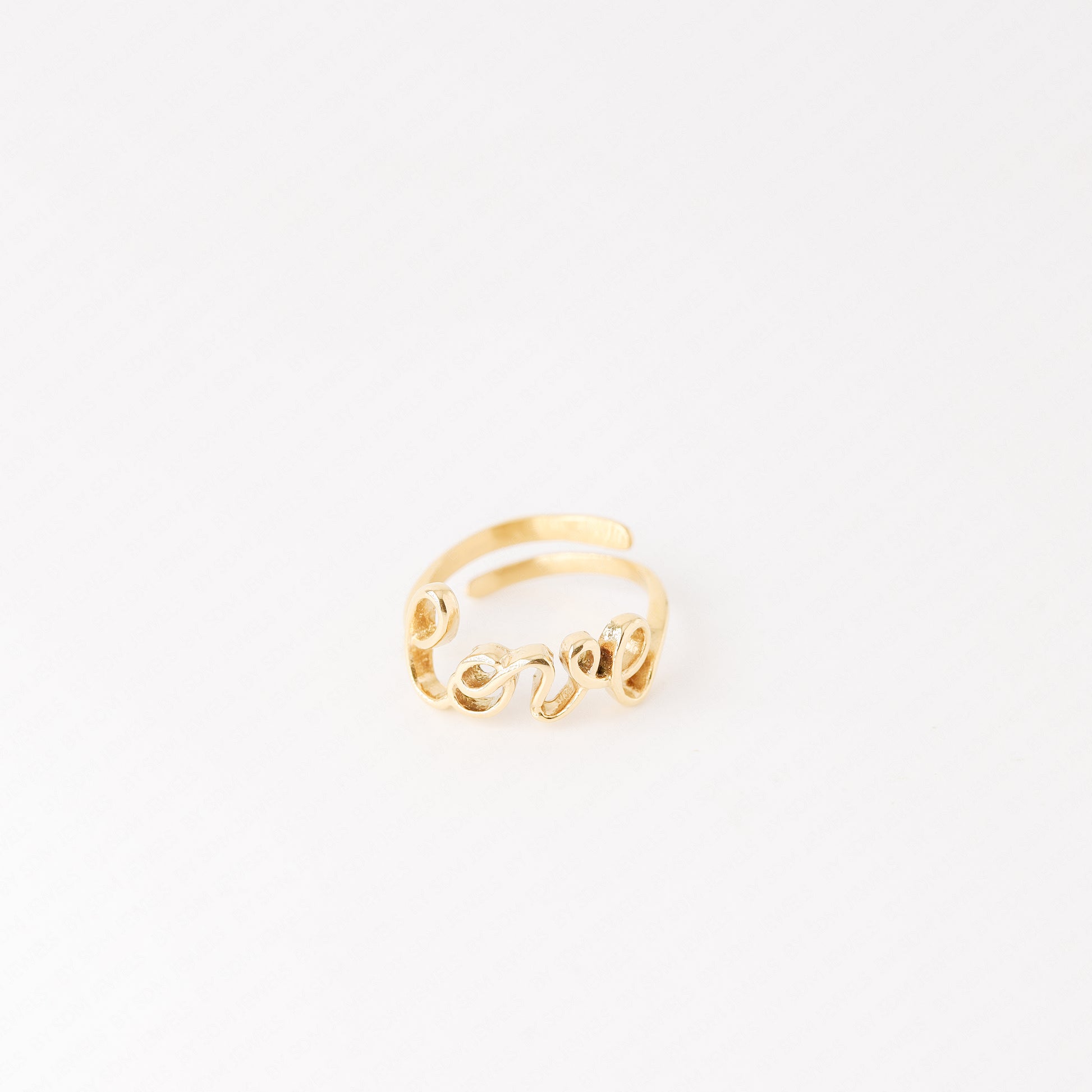 Gold Love Band Ring • Dainty Love Script Ring Women • Minimalist Love Word Ring • Cursive Love Ring • Small Promise Ring Gold • BYSDMJEWELS