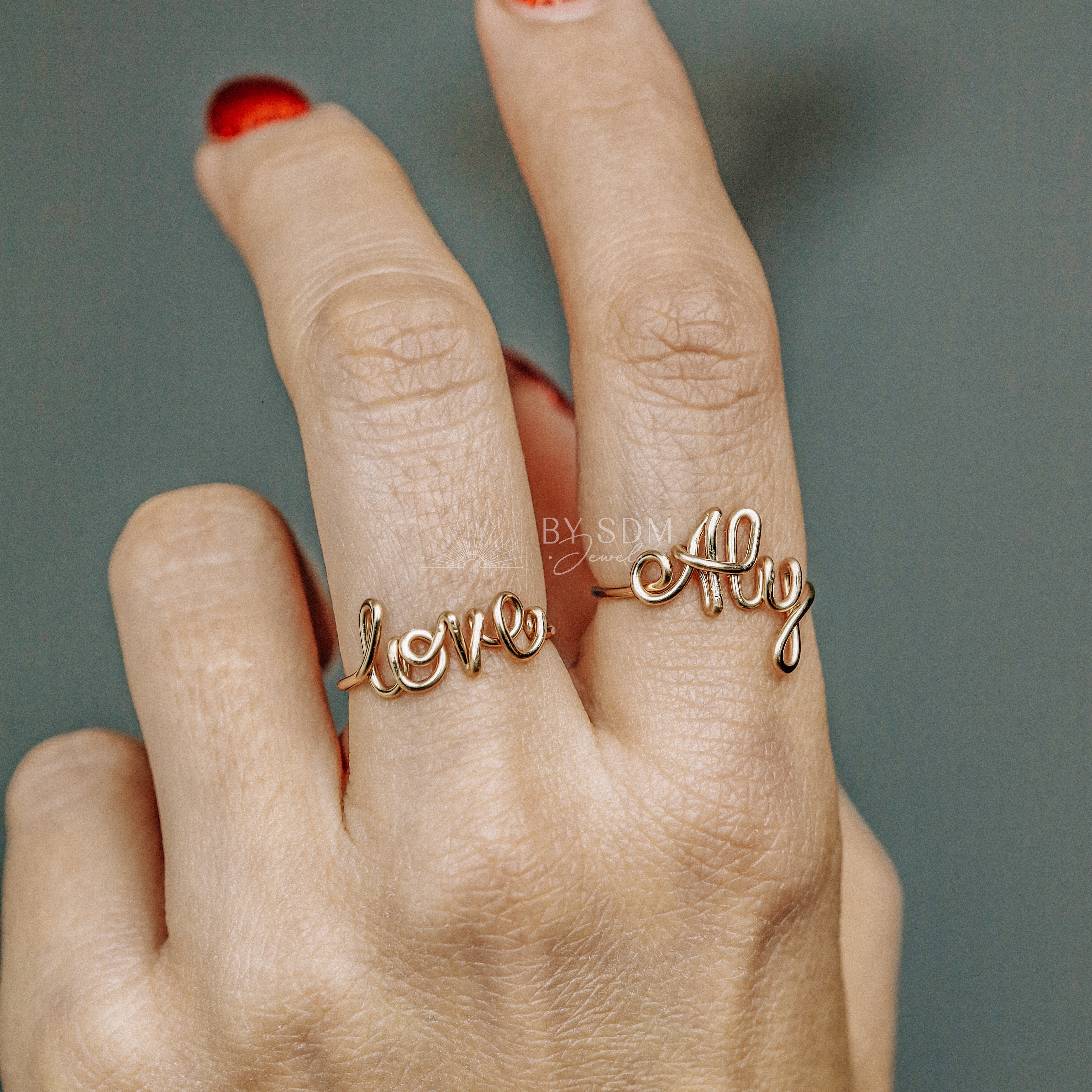 Rose gold store ring with name