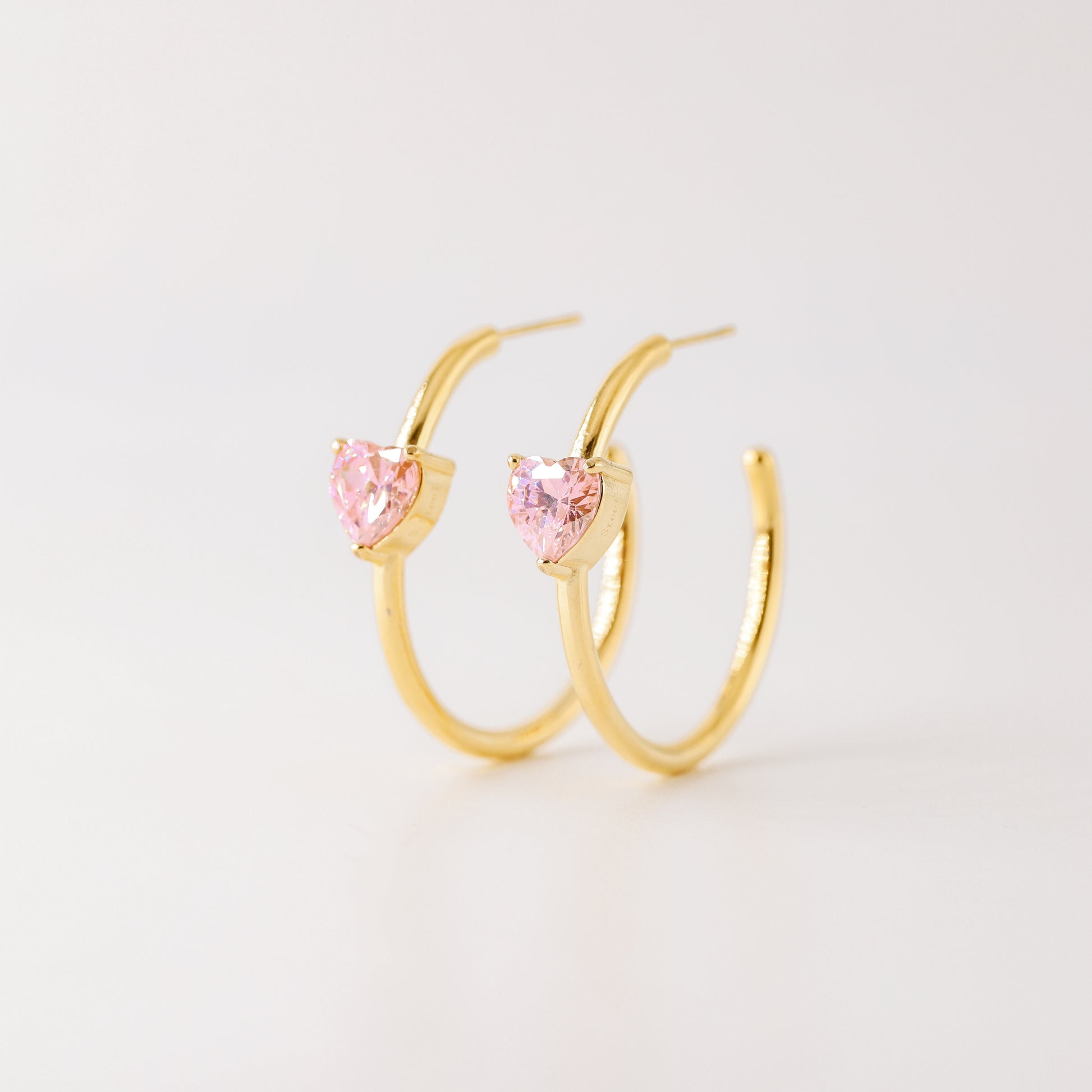 Diamond Heart Earrings • Love Heart Hoops Perfect for Stacking Earrings • Perfect Gift for Girlfriend • BYSDMJEWELS