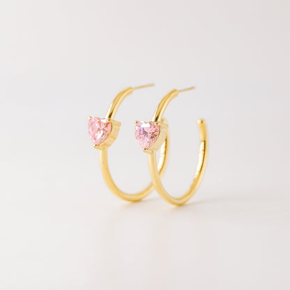 Diamond Heart Earrings • Love Heart Hoops Perfect for Stacking Earrings • Perfect Gift for Girlfriend • BYSDMJEWELS