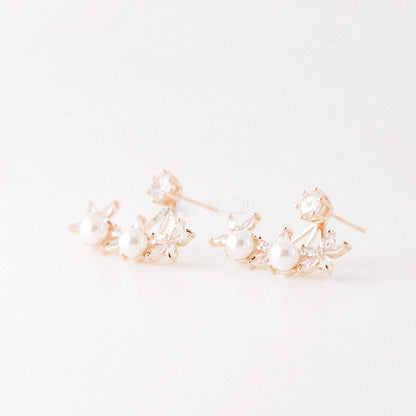 Daisy Flower Ear Jacket Front & Back Earrings • BYSDMJEWELS