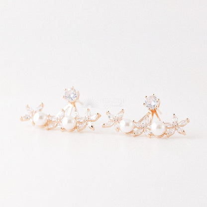 Daisy Flower Ear Jacket Front & Back Earrings • BYSDMJEWELS