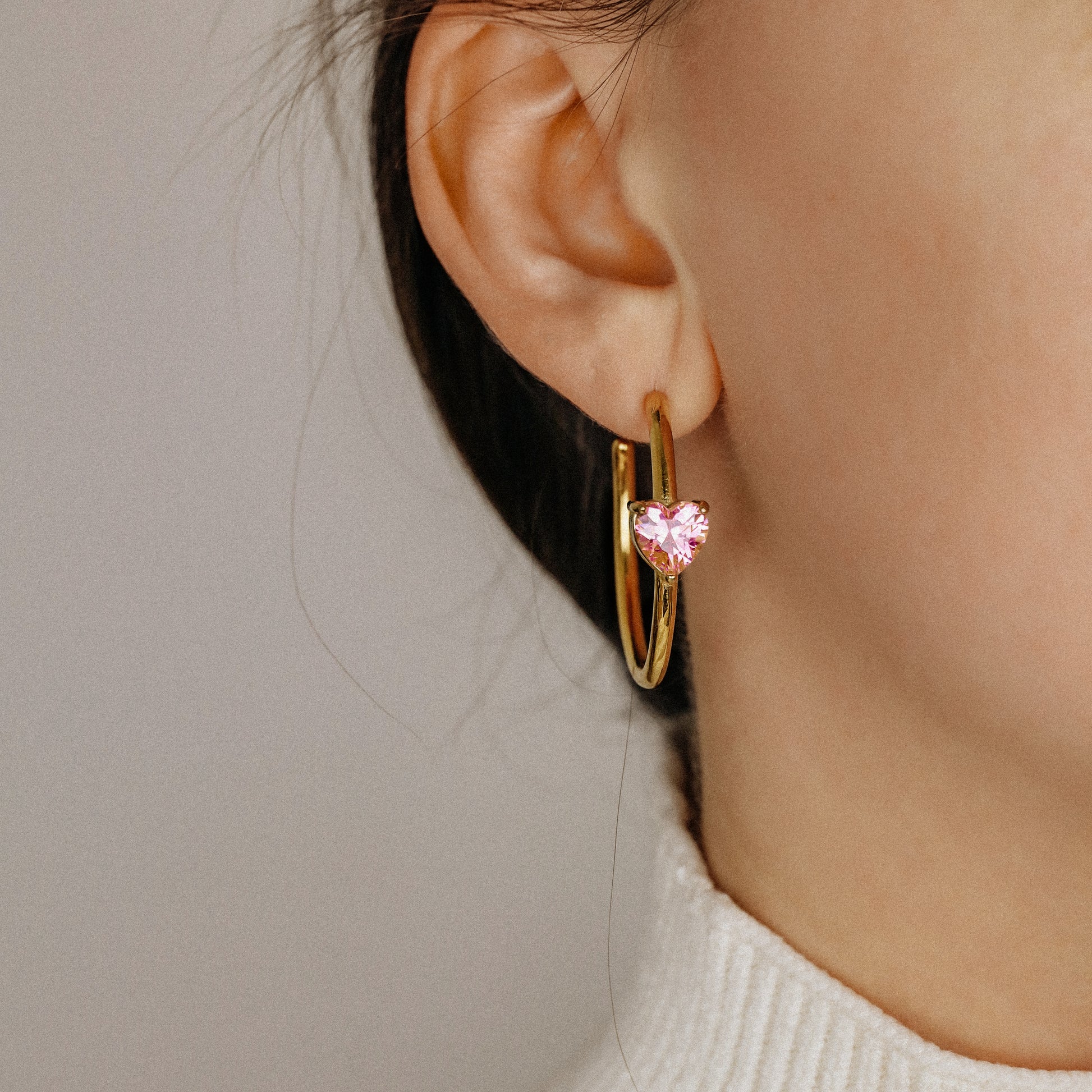 Diamond Heart Earrings • Love Heart Hoops Perfect for Stacking Earrings • Perfect Gift for Girlfriend • BYSDMJEWELS