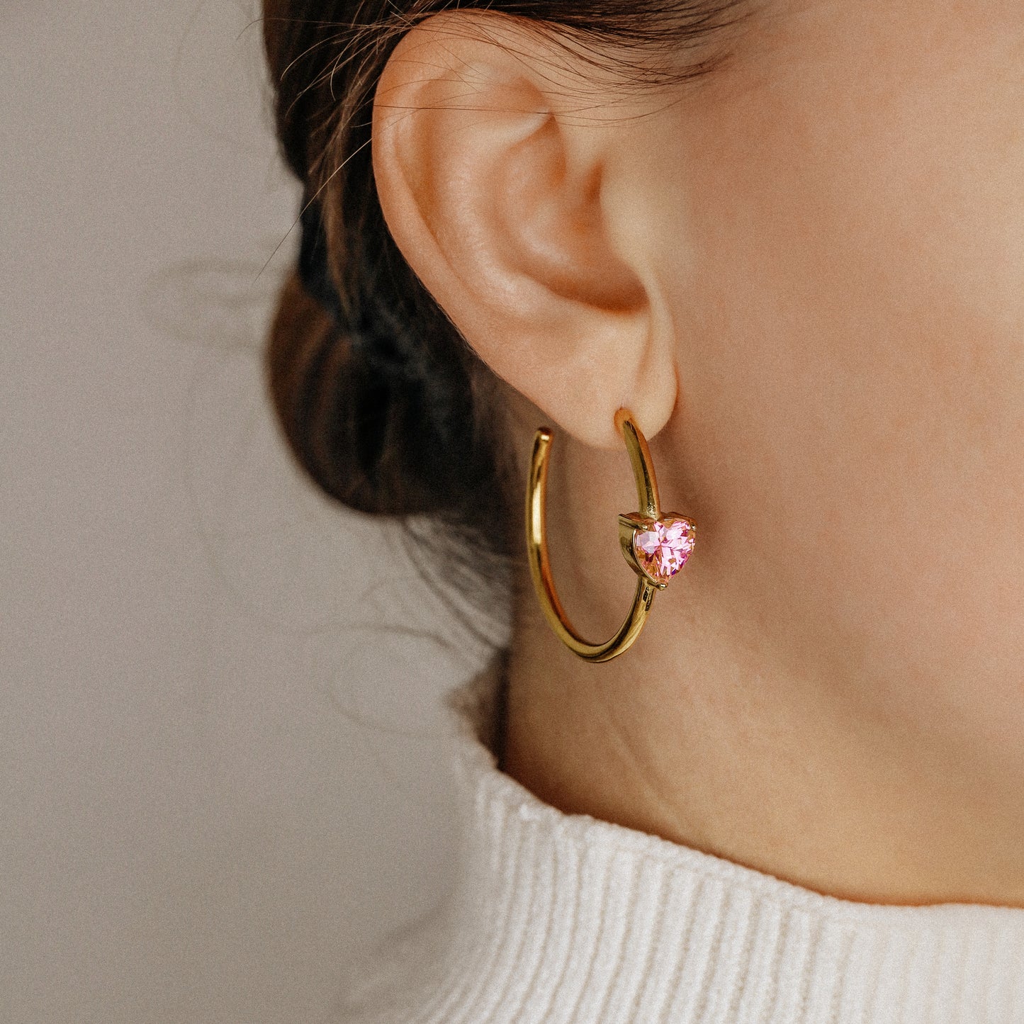 Diamond Heart Earrings • Love Heart Hoops Perfect for Stacking Earrings • Perfect Gift for Girlfriend • BYSDMJEWELS