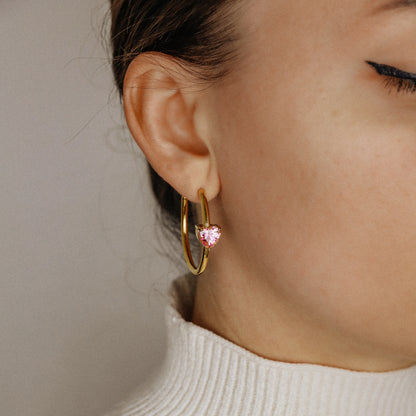 Diamond Heart Earrings • Love Heart Hoops Perfect for Stacking Earrings • Perfect Gift for Girlfriend • BYSDMJEWELS
