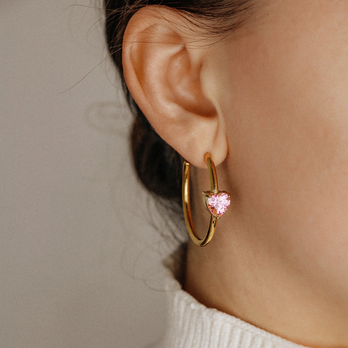 Diamond Heart Earrings • Love Heart Hoops Perfect for Stacking Earrings • Perfect Gift for Girlfriend • BYSDMJEWELS