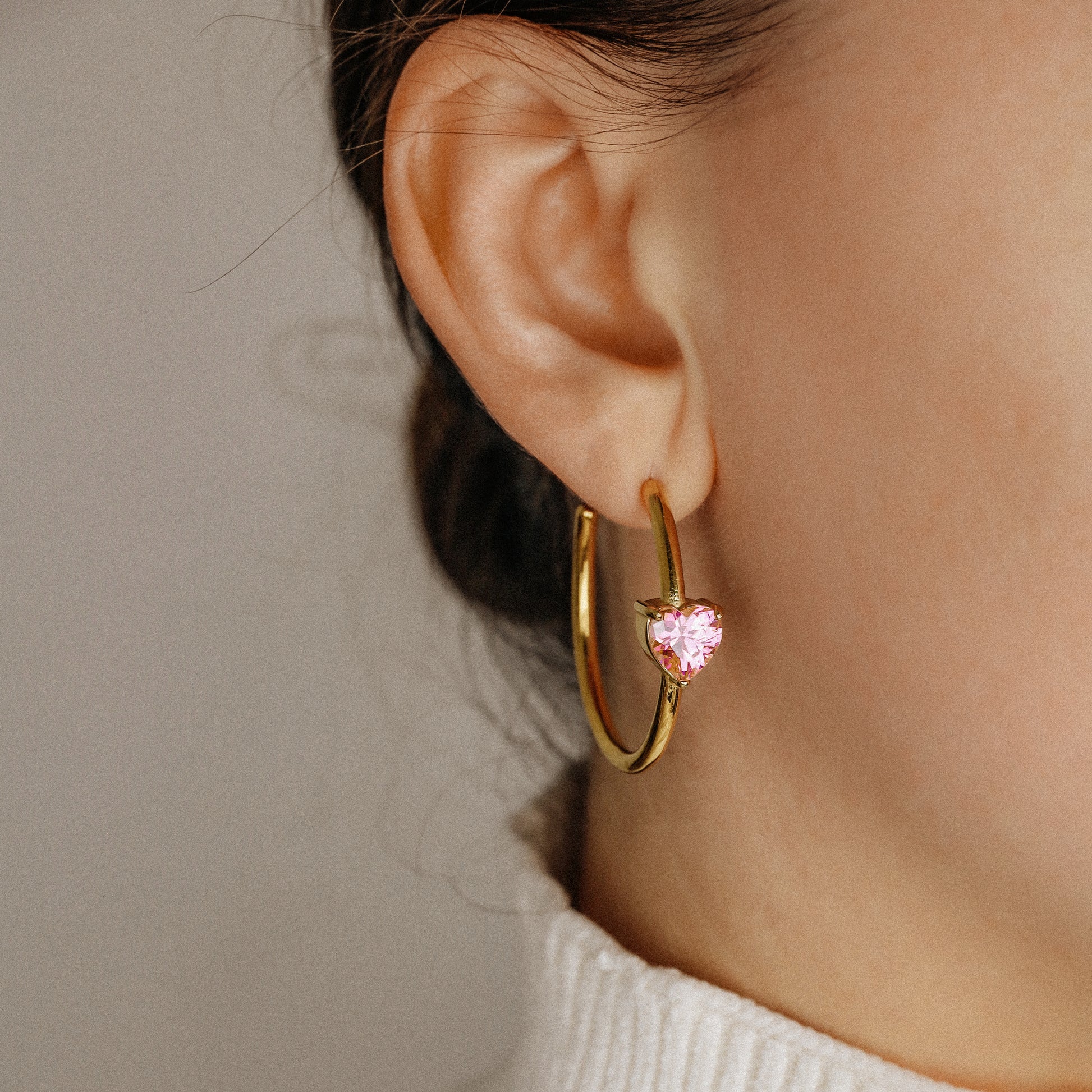 Diamond Heart Earrings • Love Heart Hoops Perfect for Stacking Earrings • Perfect Gift for Girlfriend • BYSDMJEWELS