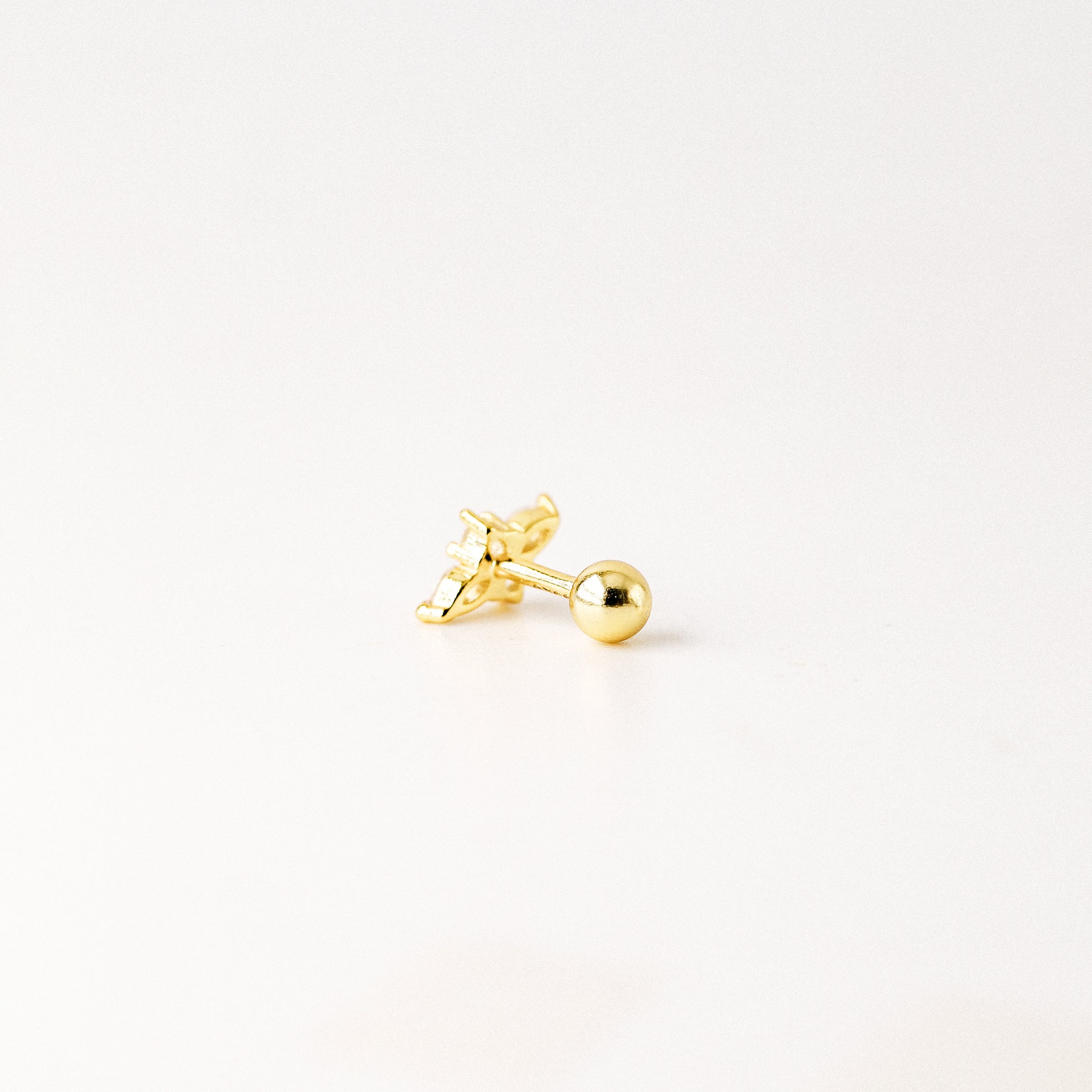 Dainty Gold Tiny Flower Earrings, Four Petals Flower Stud, Tiny Sparkly CZ Studs, Cartilage Earrings, Minimalist Earrings, Piercing Earrings