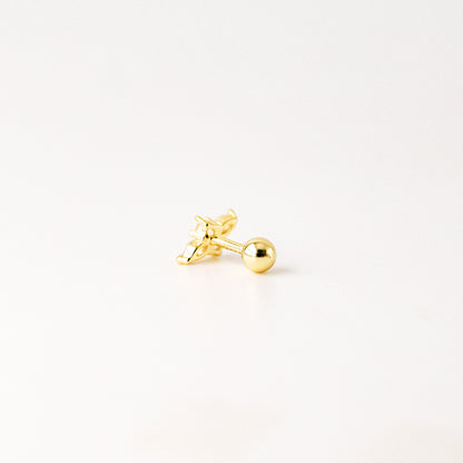 Dainty Gold Tiny Flower Earrings, Four Petals Flower Stud, Tiny Sparkly CZ Studs, Cartilage Earrings, Minimalist Earrings, Piercing Earrings