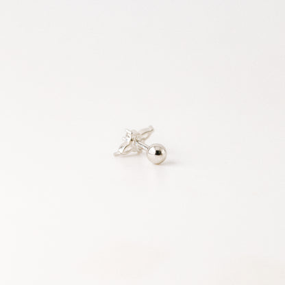Dainty Gold Tiny Flower Earrings, Four Petals Flower Stud, Tiny Sparkly CZ Studs, Cartilage Earrings, Minimalist Earrings, Piercing Earrings