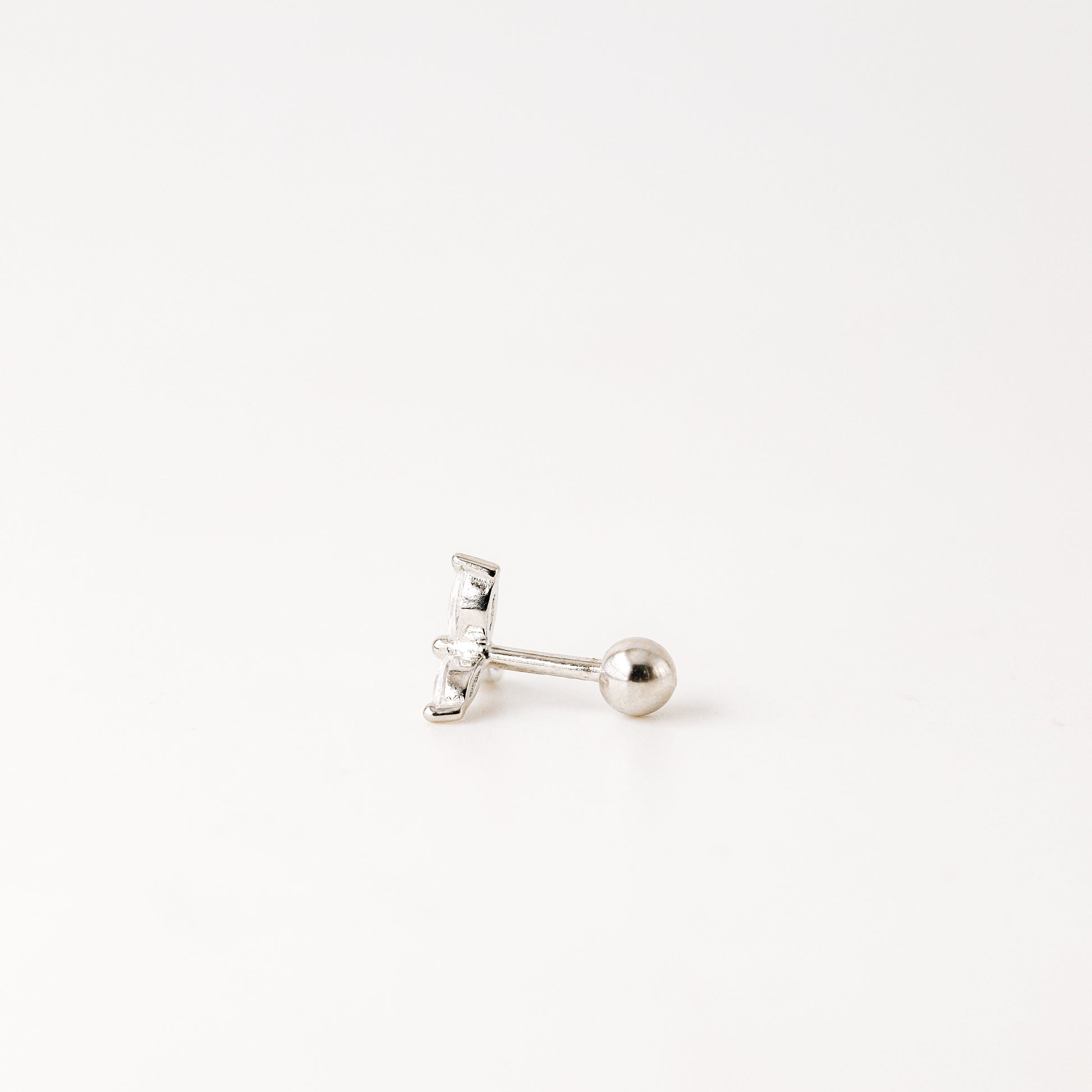 Helix Piercing, Dainty CZ Earring, Cartilage Stud, Targus, Tiny Stud, Lobe Piercing, 20 Gauge, 3 Leaf Piercing, Earring, Auricle Piercing