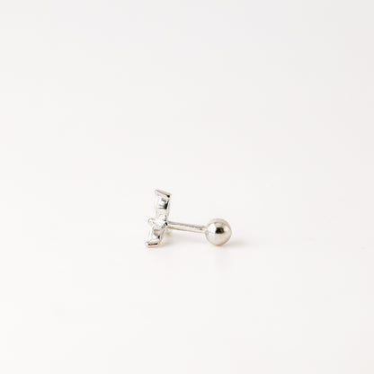 Helix Piercing, Dainty CZ Earring, Cartilage Stud, Targus, Tiny Stud, Lobe Piercing, 20 Gauge, 3 Leaf Piercing, Earring, Auricle Piercing