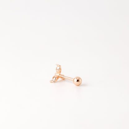 Helix Piercing, Dainty CZ Earring, Cartilage Stud, Targus, Tiny Stud, Lobe Piercing, 20 Gauge, 3 Leaf Piercing, Earring, Auricle Piercing