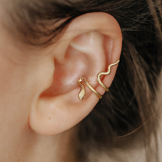 Serpent Cuff • Snake Ear Cuff Earrings • Gold, Silver • BYSDMJEWELS