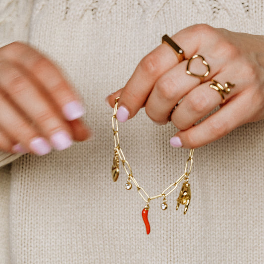 Italian Lucky Horn Bracelet • Malocchio Bracelet • Hand Gestures Bracelet • Lucky Charm Bracelet • Cornetto Napoletano • BYSDMJEWELS