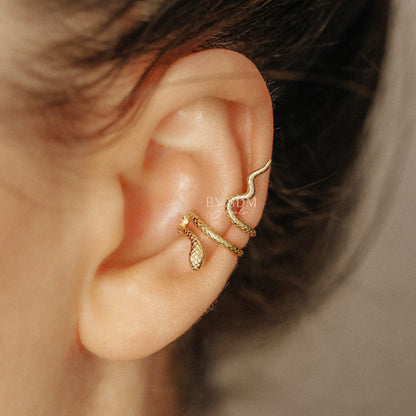 Serpent Cuff • Snake Ear Cuff Earrings • Gold, Silver • BYSDMJEWELS