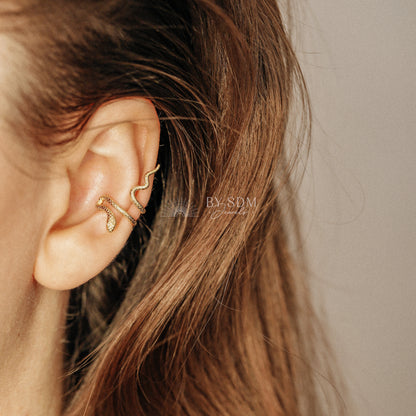 Serpent Cuff • Snake Ear Cuff Earrings • Gold, Silver • BYSDMJEWELS