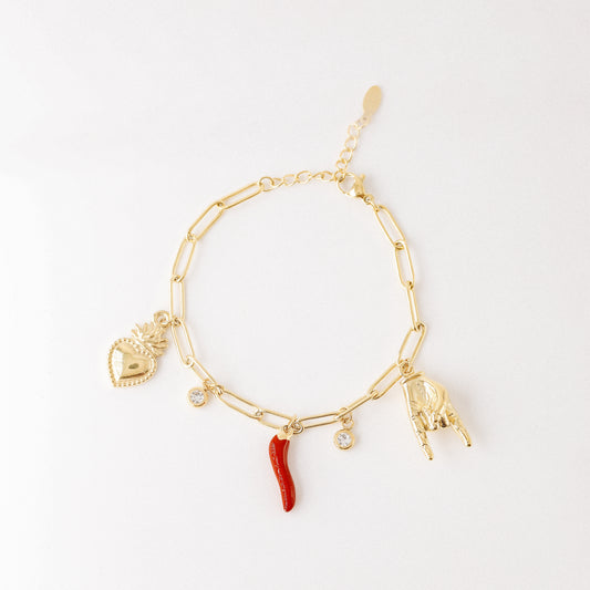 Italian Lucky Horn Bracelet • Malocchio Bracelet • Hand Gestures Bracelet • Lucky Charm Bracelet • Cornetto Napoletano • BYSDMJEWELS
