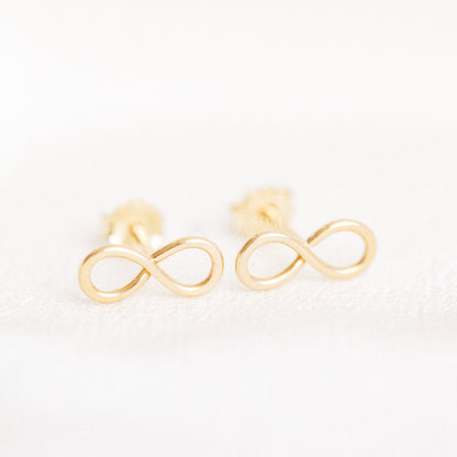 Tiny Infinity Stud Earrings Delicate 925 Sterling Silver 8 Earrings 9mm Infinity Stud Earrings Symbol of Eternity Earrings Gift for Her