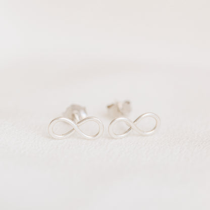 Tiny sterling silver infinity stud earrings minimalist everyday jewelry