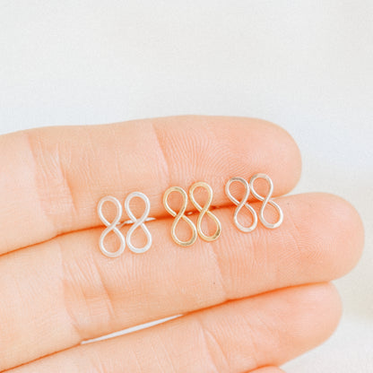 Tiny Infinity Stud Earrings Delicate 925 Sterling Silver 8 Earrings 9mm Infinity Stud Earrings Symbol of Eternity Earrings Gift for Her