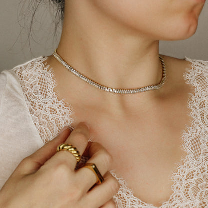 Tennis Baguette Necklace • Cubic Zirconia Choker • Diamond Tennis Necklace • Diamond Necklace Gift • Gold Diamond Chain • BYSDMJEWELS