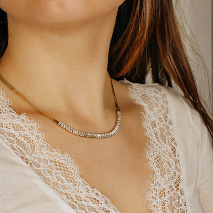 Tennis Snake Chain • Thick Snake Chain • Diamond CZ Necklace • Zircon Layered Choker • WATERPROOF • BYSDMJEWELS