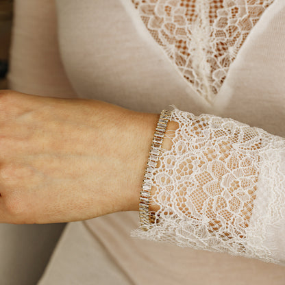 Dainty Gold Baguette Tennis Bracelet with Cubic Zirconia