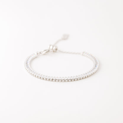 Gold Baguette Tennis Bracelet with Cubic Zirconia, Dainty Diamond Bracelet, BYSDMJEWELS