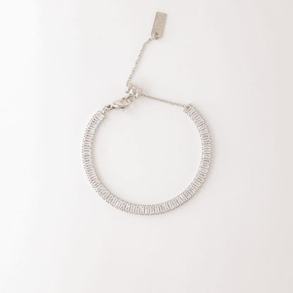 Gold Baguette Tennis Bracelet with Cubic Zirconia, Dainty Diamond Bracelet, BYSDMJEWELS