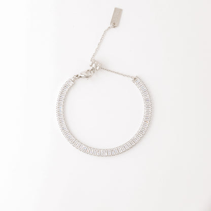 Gold Baguette Tennis Bracelet with Cubic Zirconia, Dainty Diamond Bracelet, BYSDMJEWELS