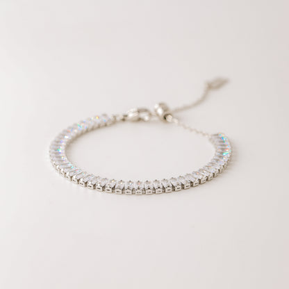 Dainty Gold Baguette Tennis Bracelet with Cubic Zirconia