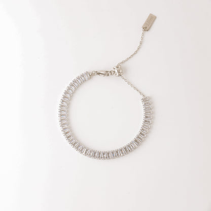 Dainty Gold Baguette Tennis Bracelet with Cubic Zirconia