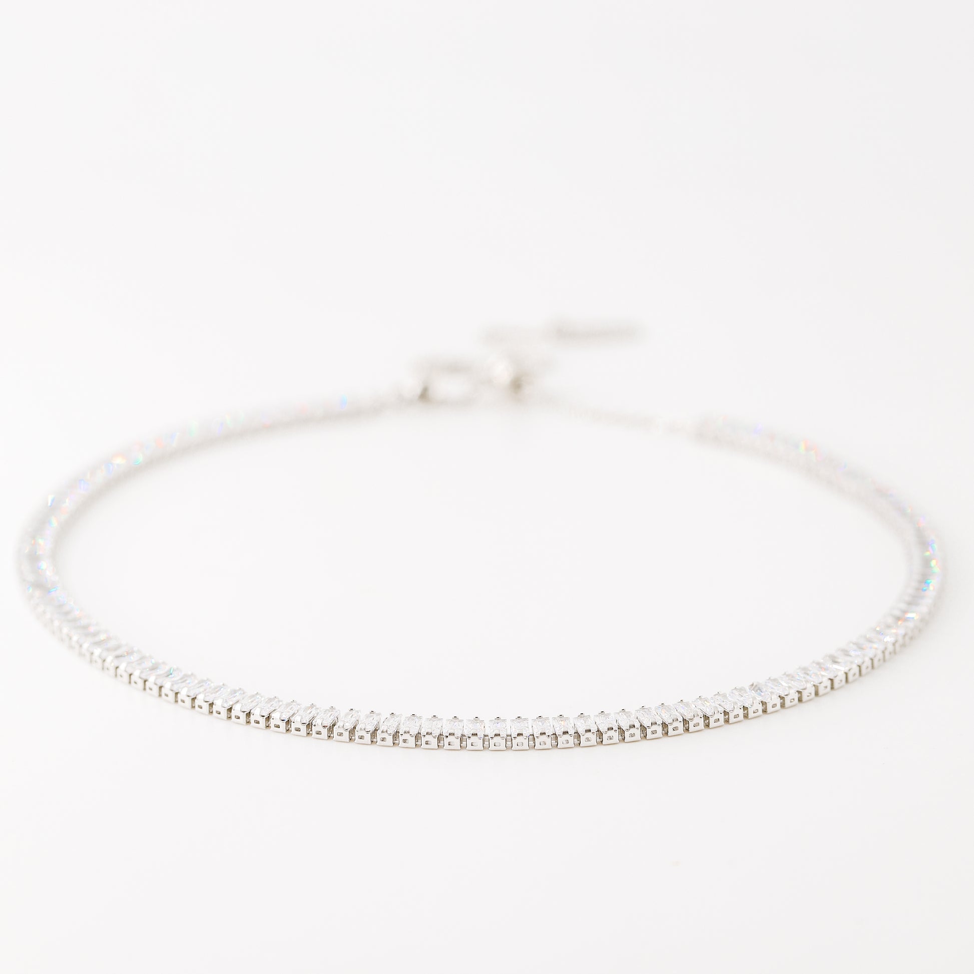 Tennis Baguette Necklace • Cubic Zirconia Choker • Diamond Tennis Necklace • Diamond Necklace Gift • Gold Diamond Chain • BYSDMJEWELS