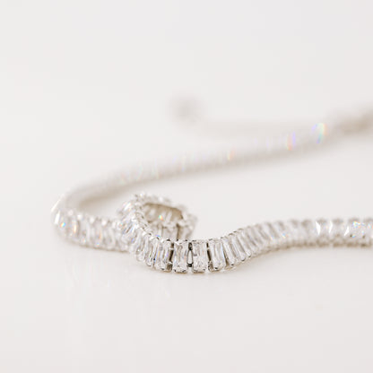 Tennis Baguette Necklace • Cubic Zirconia Choker • Diamond Tennis Necklace • Diamond Necklace Gift • Gold Diamond Chain • BYSDMJEWELS