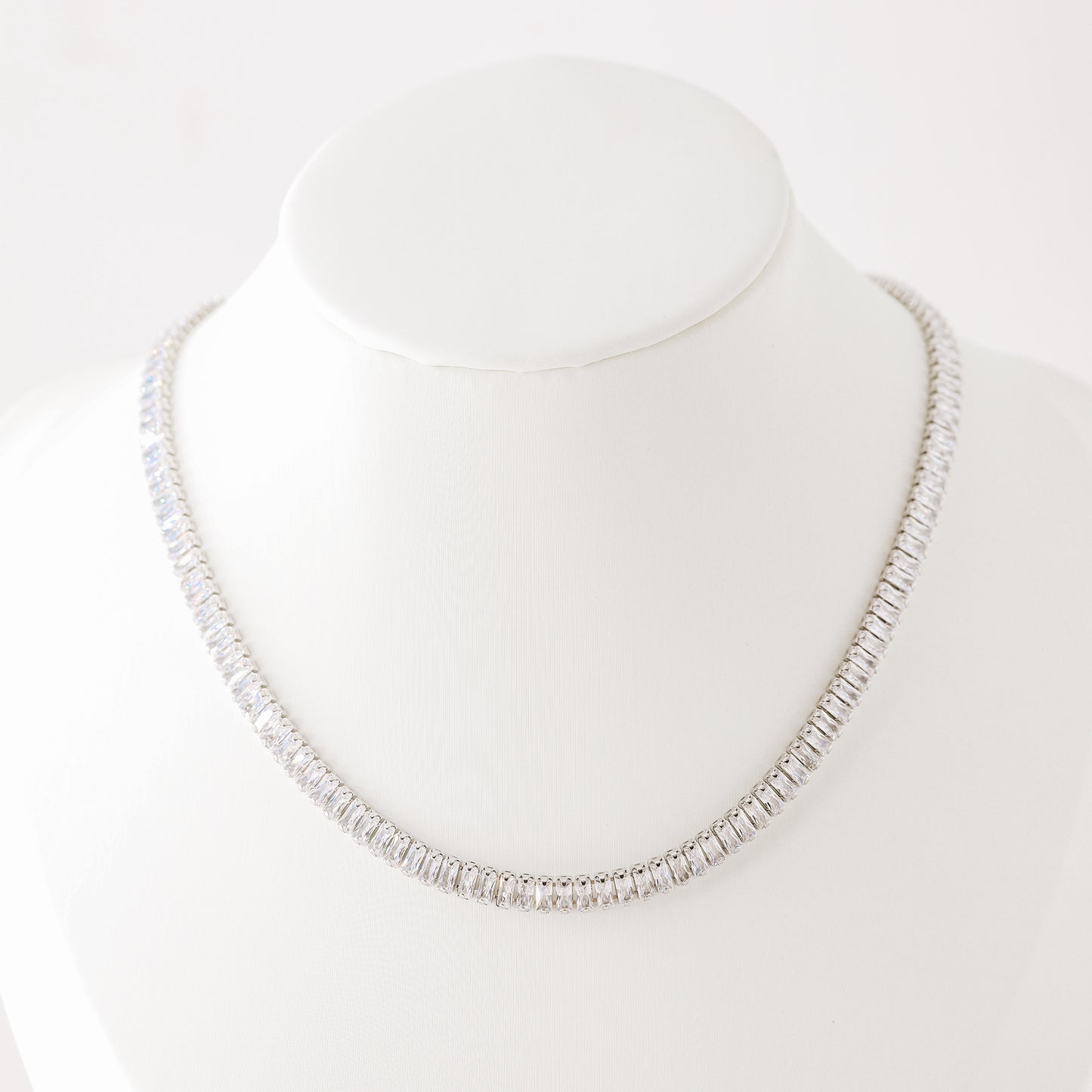Tennis Baguette Necklace • Cubic Zirconia Choker • Diamond Tennis Necklace • Diamond Necklace Gift • Gold Diamond Chain • BYSDMJEWELS