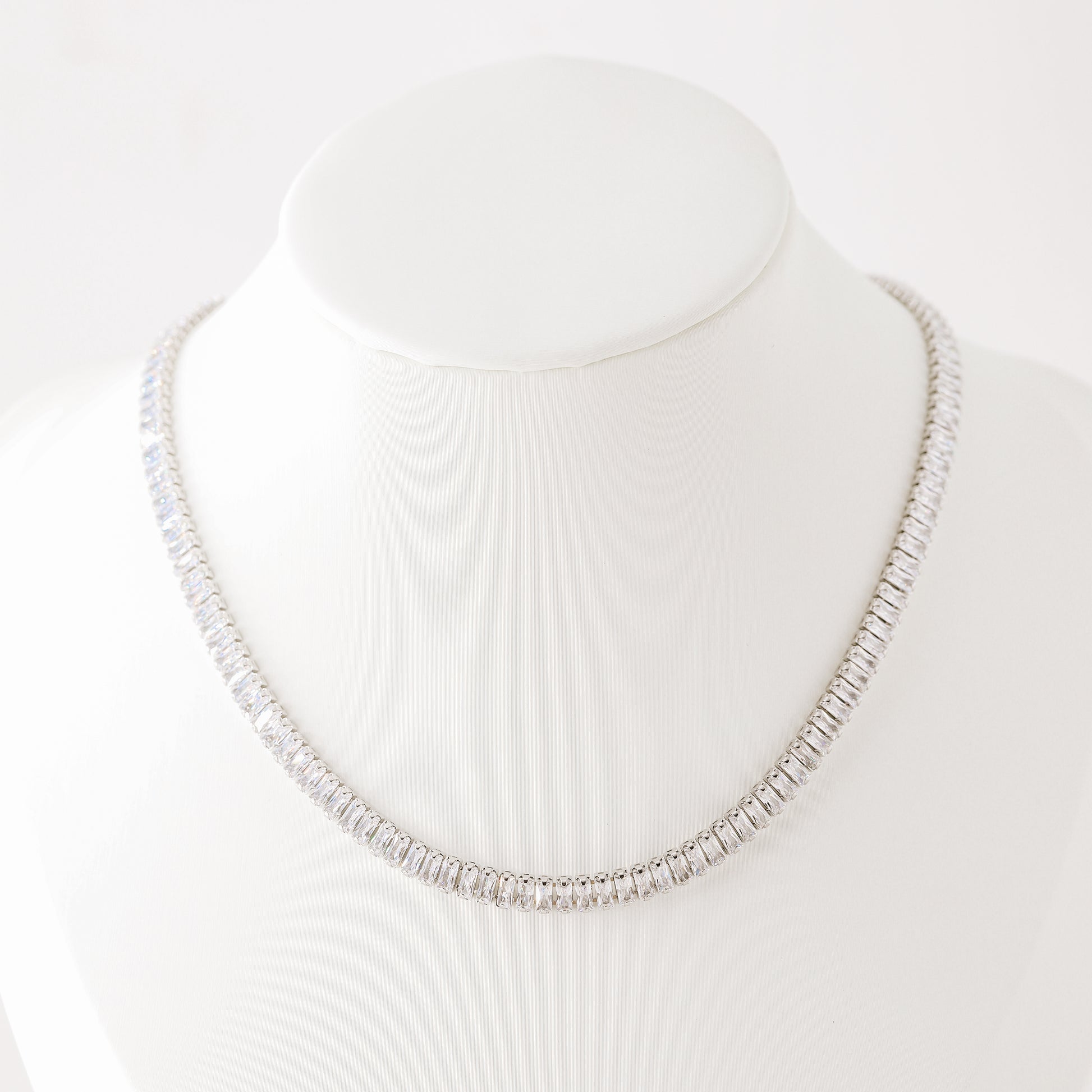 Tennis Baguette Necklace • Cubic Zirconia Choker • Diamond Tennis Necklace • Diamond Necklace Gift • Gold Diamond Chain • BYSDMJEWELS