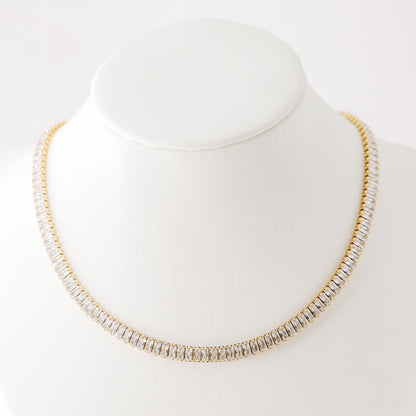 Tennis Baguette Necklace • Cubic Zirconia Choker • Diamond Tennis Necklace • Diamond Necklace Gift • Gold Diamond Chain • BYSDMJEWELS