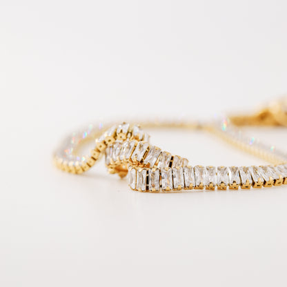 Tennis Baguette Necklace • Cubic Zirconia Choker • Diamond Tennis Necklace • Diamond Necklace Gift • Gold Diamond Chain • BYSDMJEWELS