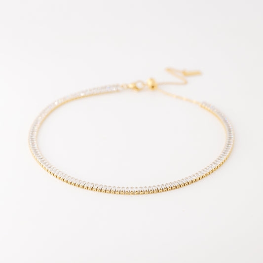 Tennis Baguette Necklace • Cubic Zirconia Choker • Diamond Tennis Necklace • Diamond Necklace Gift • Gold Diamond Chain • BYSDMJEWELS