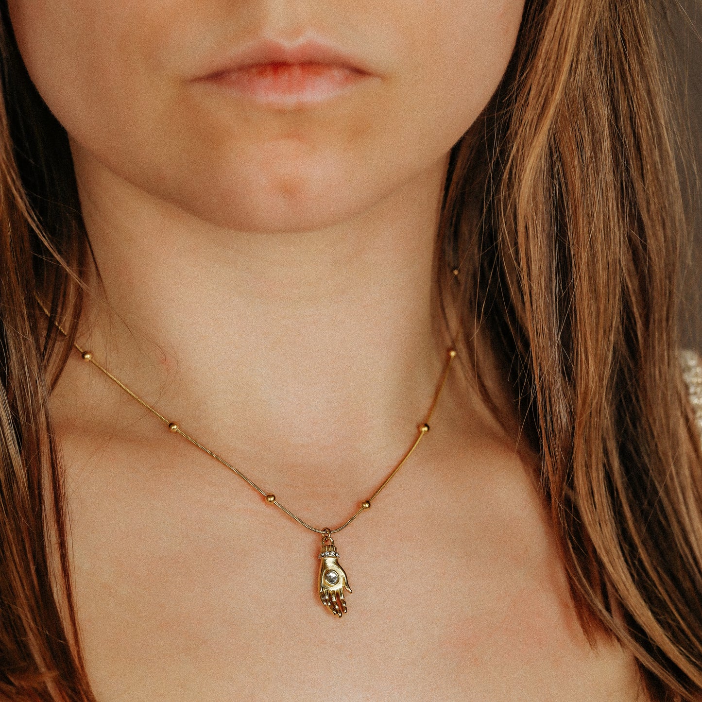 Hand of Fatima Protection Amulet Necklace Birthstone Pendant in Stainless Steel