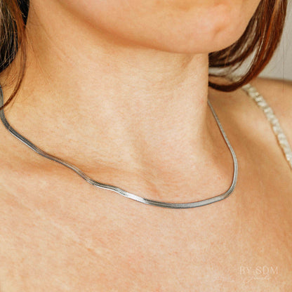 Layering Flat Snake Chain Necklace • Chunky Choker Necklace • BYSDMJEWELS