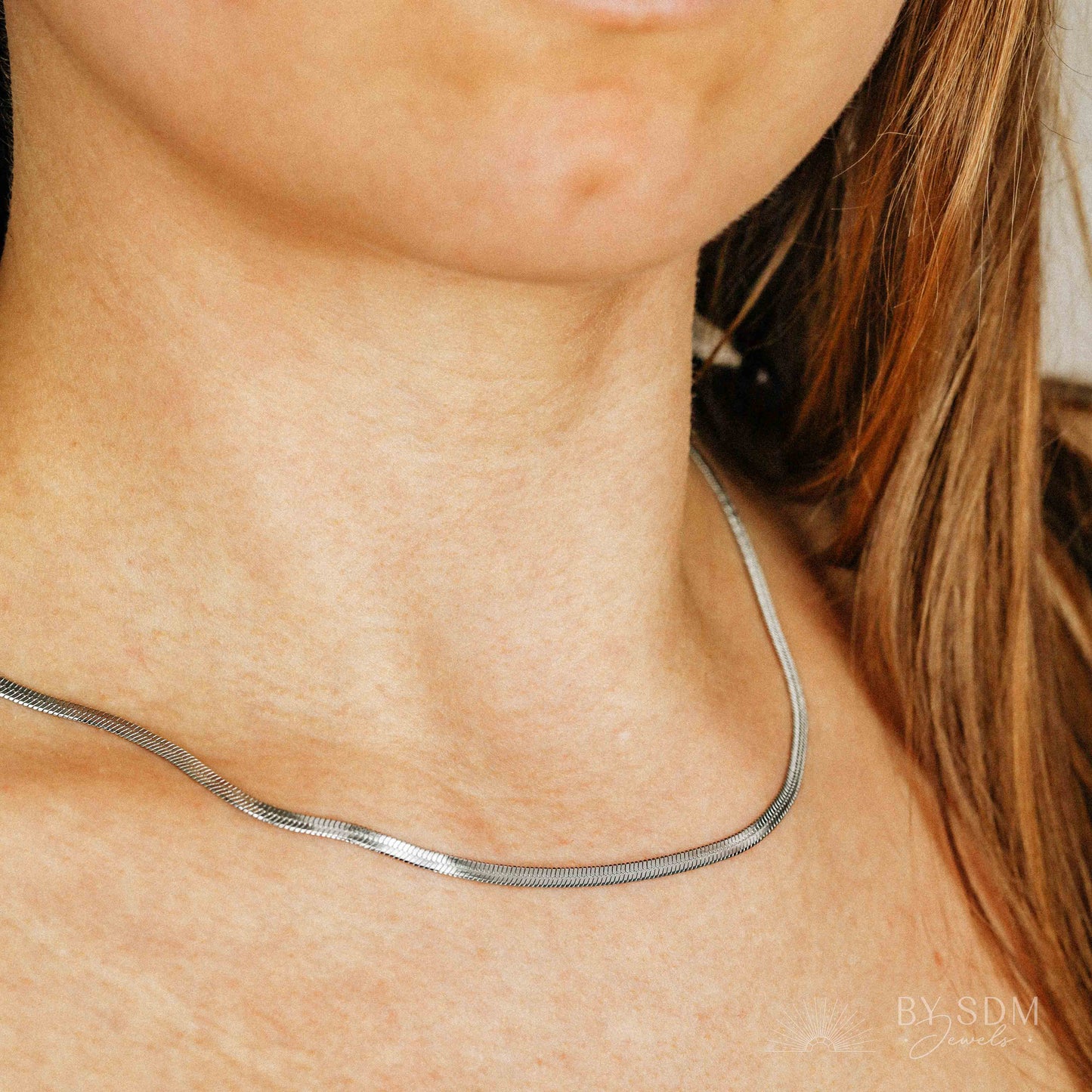 Layering Flat Snake Chain Necklace • Chunky Choker Necklace • BYSDMJEWELS