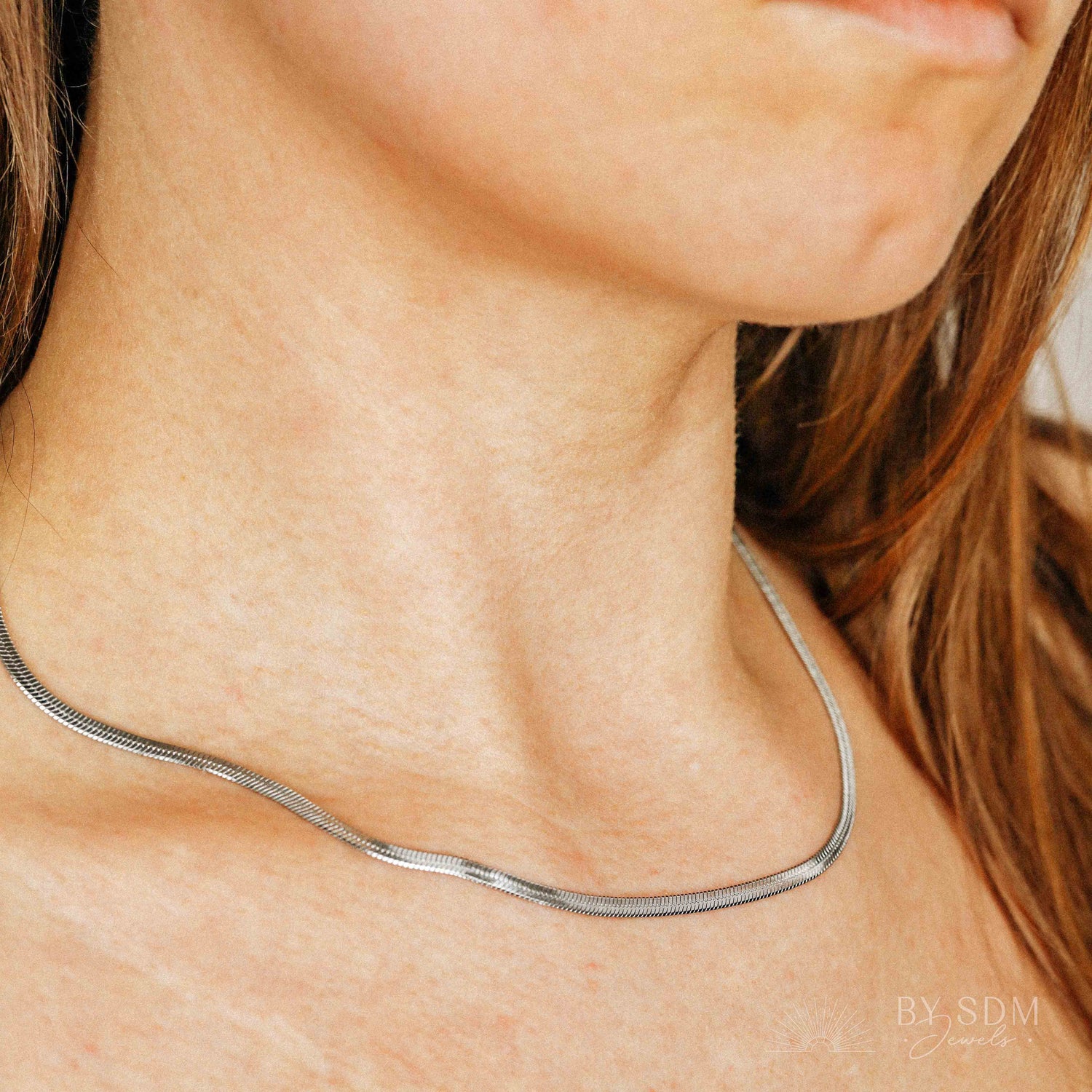 Layering Flat Snake Chain Necklace • Chunky Choker Necklace • BYSDMJEWELS