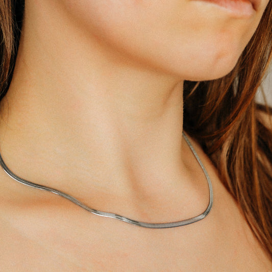 Layering Flat Snake Chain Necklace