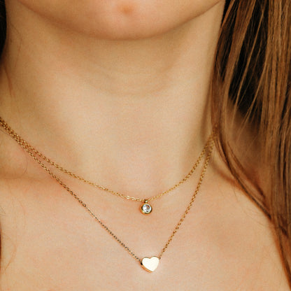 Heart Layered Necklace • Diamond Heart Necklace • Love Jewelry • Minimalist Style • Gift for Women • BYSDMJEWELS