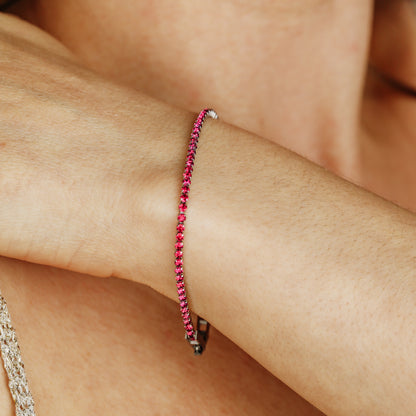 2mm Fuchsia Tennis Bracelet • Cubic Zirconia Tennis Bracelet • Dainty Bracelet • Diamond Bracelet • Gift for Her • BYSDMJEWELS